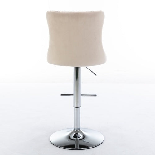 Swivel Velvet Barstools Adjusatble Seat Height From 25-33 Inch Beige,Set Of 2