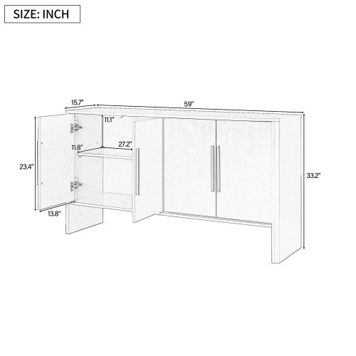 Retro 4-Door Large Storage Side Cabinet