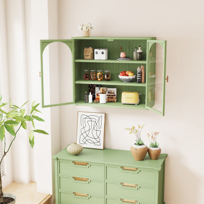 Glass Door Modern Two-door Wall Cabinet Green