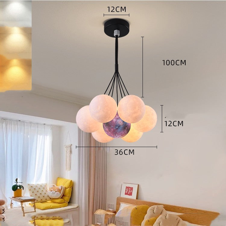 Nordic Bedroom Chandelier Creative Moon Bubble Lights