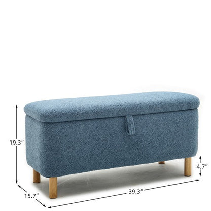 Basics Upholstered Storage Ottoman And Entryway Bench Blue