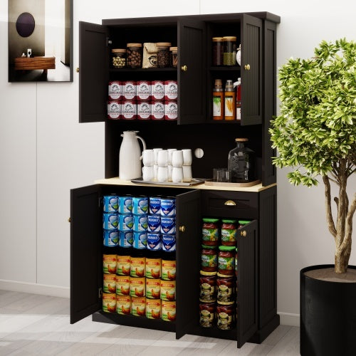 Kitchen Pantry Storage Cupboard With Microwave Countertop