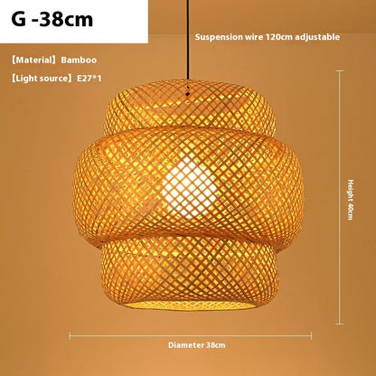 Bamboo Manual Zen Study Chandelier for Home