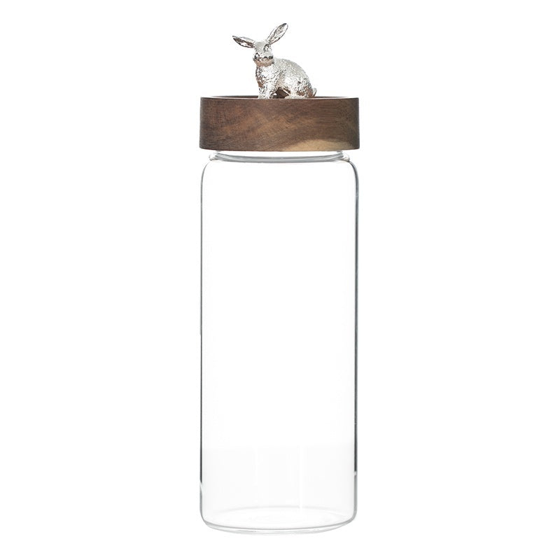 Silver Animal Glass Storage Jar