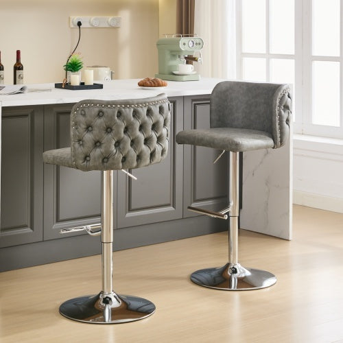 Modern Swivel Barstools – Adjustable PU Seat