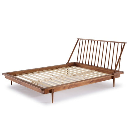 Mid-Century Modern Solid Wood Queen Bed Frame Caramel