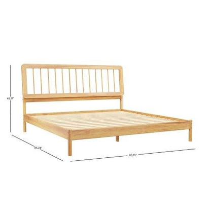 Mid-Century Modern Solid Wood King Spindle Bed Black