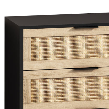 Rattan Storage Cabinet with Drawers for Bedroom