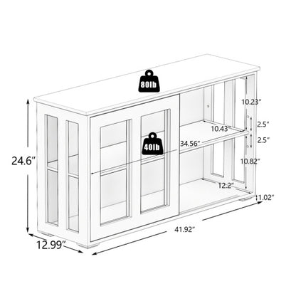 Kitchen Storage Cabinet With Glass Door - White