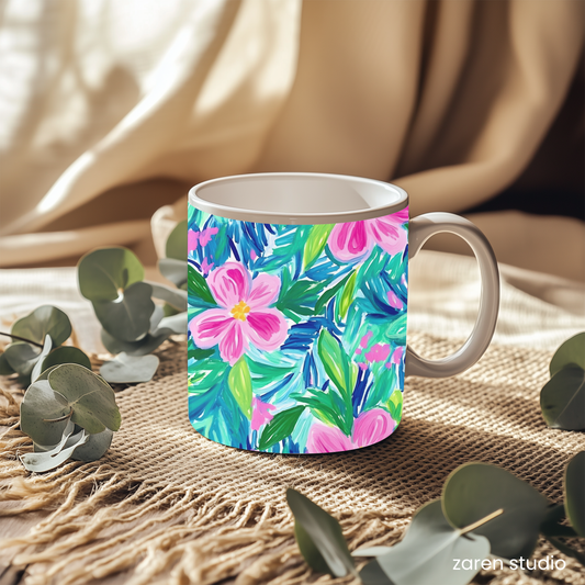 Floral Mug 11oz – Pink Bloom | Bloom & Lush Collection