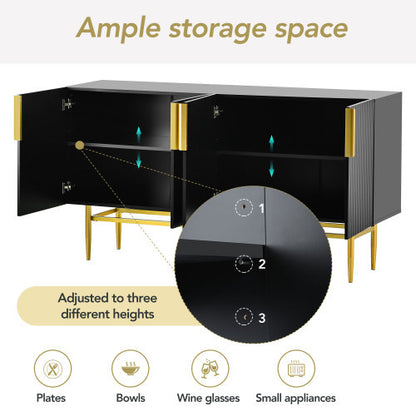 Modern And Elegant 4-Door Buffet Cabinet With Gold Handles