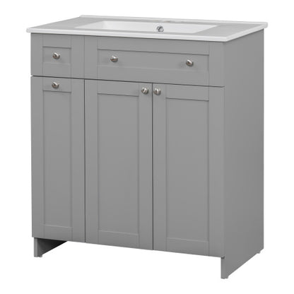 Elegant Grey Bathroom Vanity With Ceramic Sink Combo