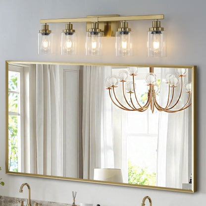 Gold 5 Light Vanity Light With Clear Glass Shade