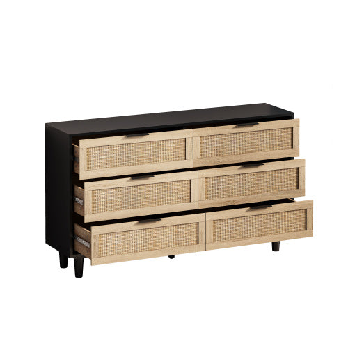 Rattan Storage Cabinet with Drawers for Bedroom