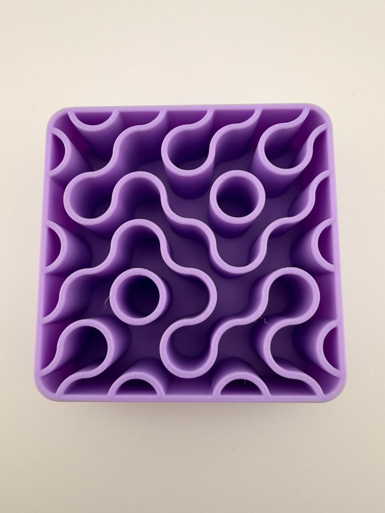 Close-up of the wavy maze interior of the FIZZ lavender holder