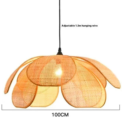 Creative Handmade Rattan Petal Chandelier Lighting Decor