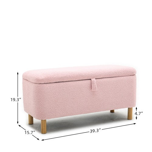 Basics Upholstered Storage Ottoman And Entryway Bench Pink