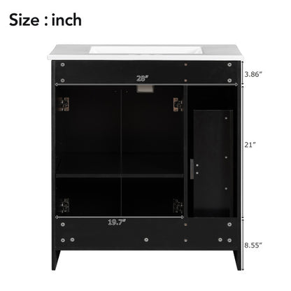 Black Bathroom Vanity With Ceramic Sink Combo