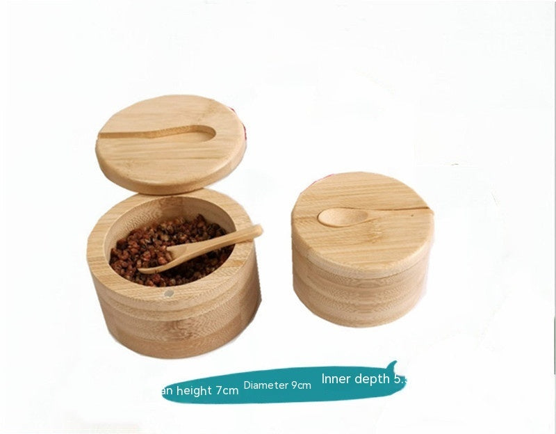 Bamboo Seasoning Jar With Spoon For Kitchen