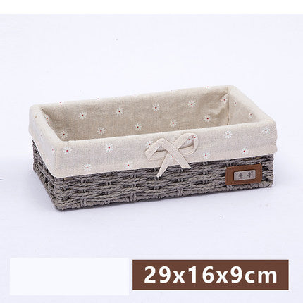 Fabric Desktop Storage Straw Storage Basket - Stylish Organizer