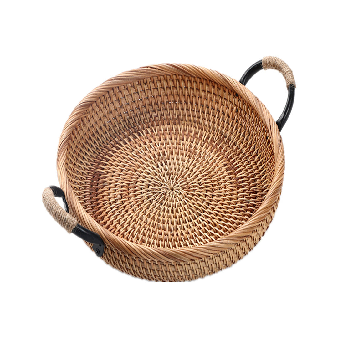 Refreshment Plate Fruit Basket With Rattan Handle