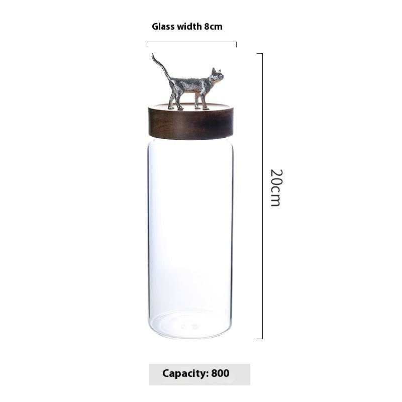 Silver Animal Glass Storage Jar