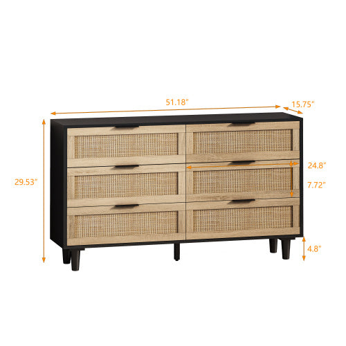 Rattan Storage Cabinet with Drawers for Bedroom