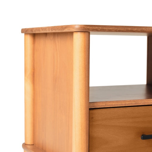 Transitional Solid Wood Spindle Nightstand Caramel