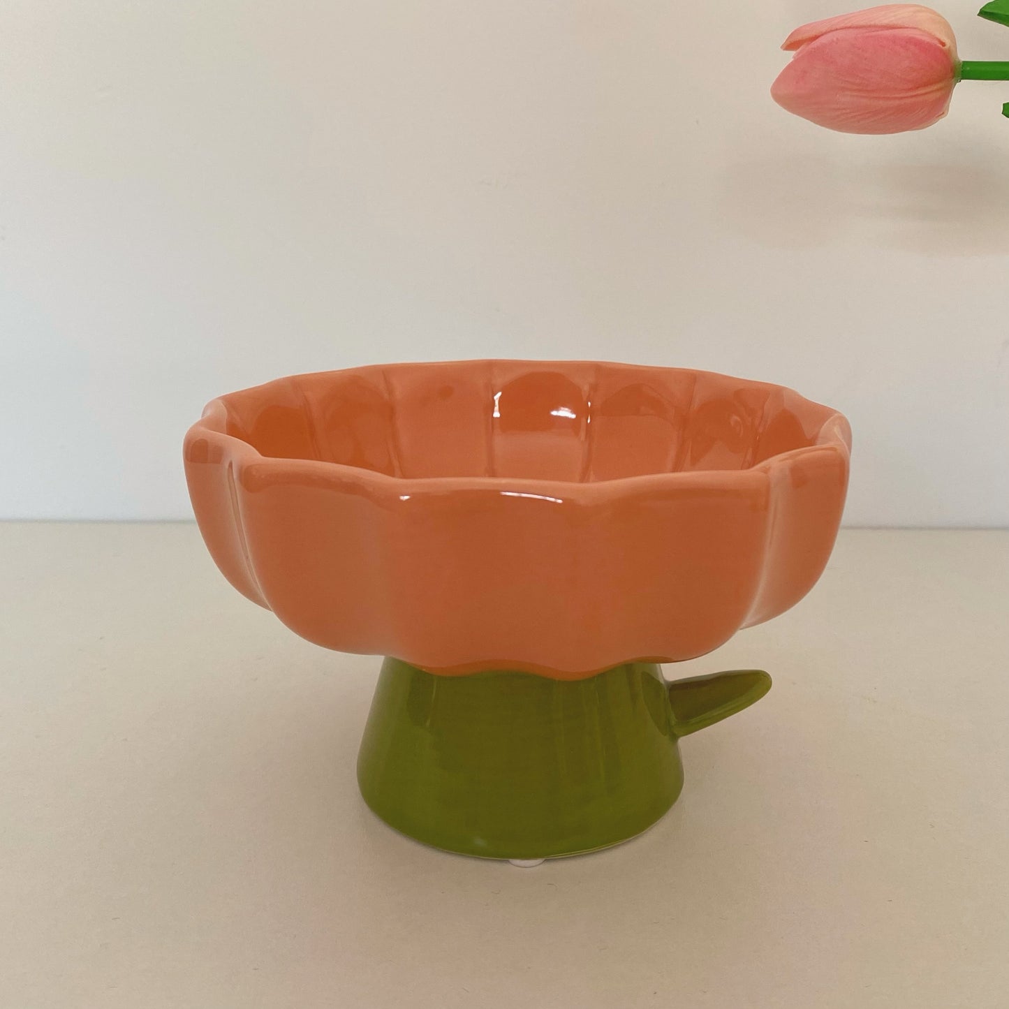 Budding Flower Bowl Ceramic Cat Bowl for Pets