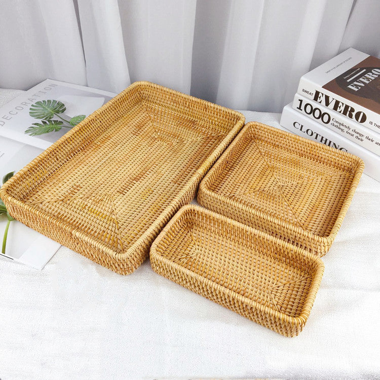 Rattan Tray Desktop Storage Woven Basket