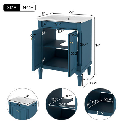 Modern 24 Bathroom Vanity With Top Sink Storage