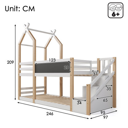 Kinderhochbett In Massivholz With Storage And Slide