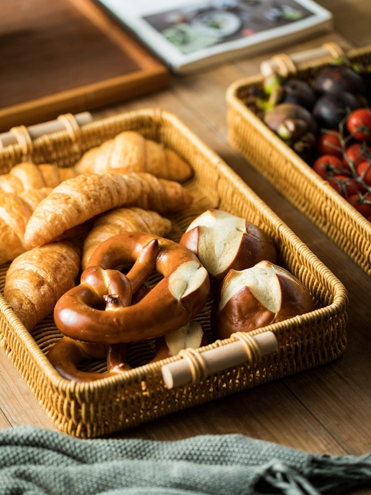 Rattan Baking Toasted Bread Rectangular Tray