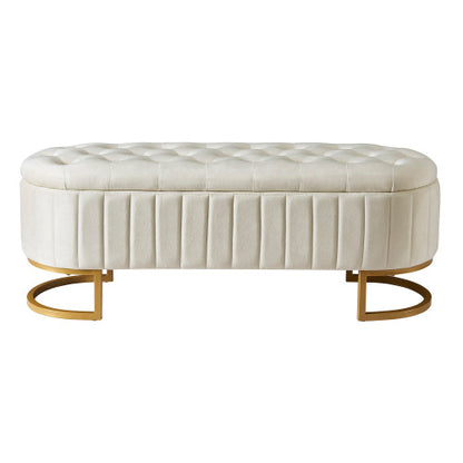 Elegant Fabric Velvet Storage Footstool for Home