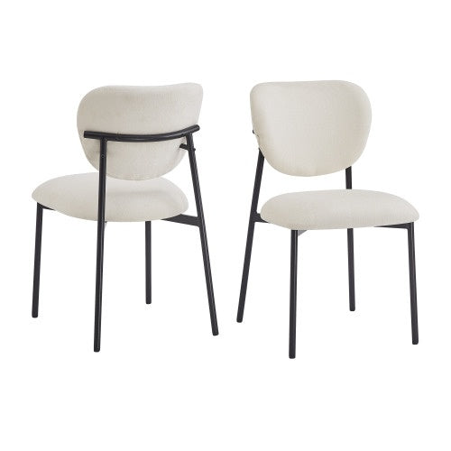 Upholstered Dining Chairs With Metal Legs  Set Of 2,Beige