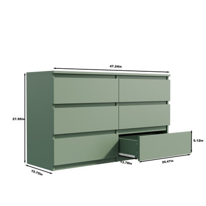 Green Large 6-Drawer Cabinet Dressing Table Storage