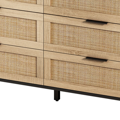 Rattan Storage Cabinet with Drawers for Bedroom