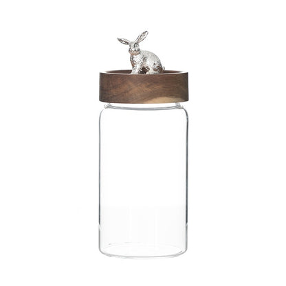 Silver Animal Glass Storage Jar