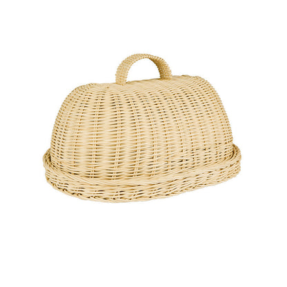 Pastoral Retro Handmade Rattan Oval Food Cover