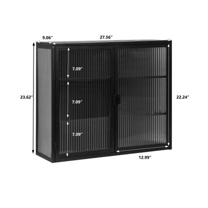 Modern Two-door Wall Cabinet With Glass Door With Three Levels Of Storage For Entrance Living Room, Bathroom, Dining Room, Black Unavailable Platforms- Temu