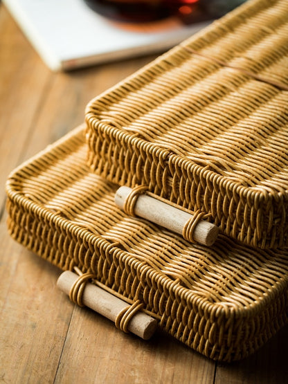 Rattan Baking Toasted Bread Rectangular Tray