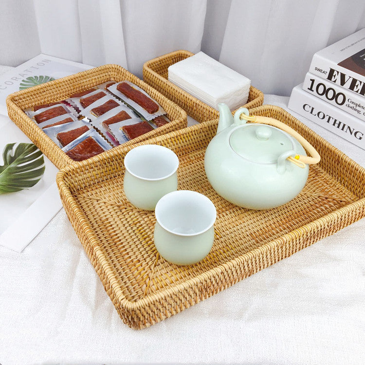 Rattan Tray Desktop Storage Woven Basket