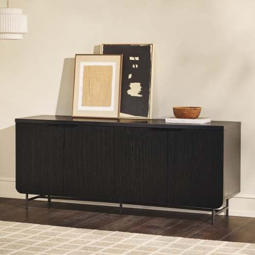 Modern Scandi Fluted-Door Sideboard Black