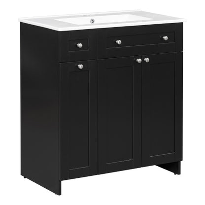 Black Bathroom Vanity With Ceramic Sink Combo