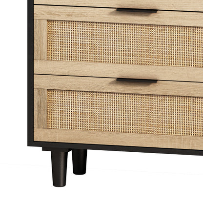 Rattan Storage Cabinet with Drawers for Bedroom