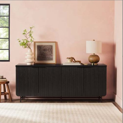 Modern Scandi Fluted-Door Sideboard Black