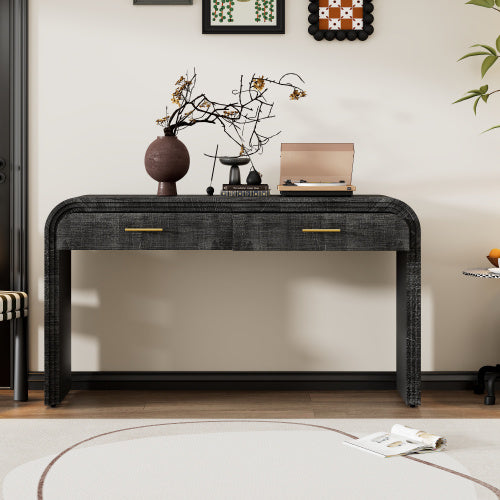 Unique Retro Silhouette Console Table, Open Style, Two Top Drawers For Entrance, Dining Room, Living Room