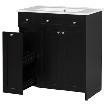 Black Bathroom Vanity With Ceramic Sink Combo