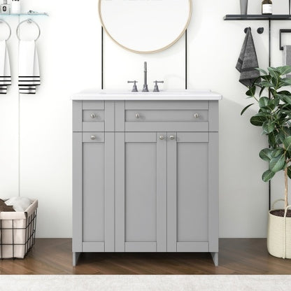 Elegant Grey Bathroom Vanity With Ceramic Sink Combo