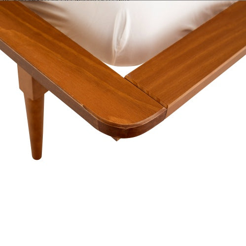 Mid-Century Modern Solid Wood Queen Bed Frame Caramel